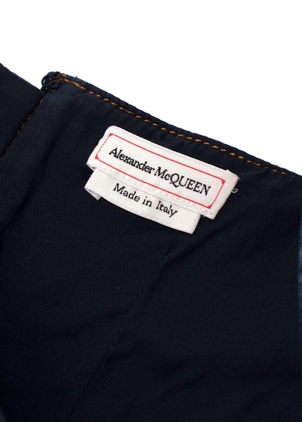 Alexander McQueen Denim Sweetheart Neckline Mini Dress