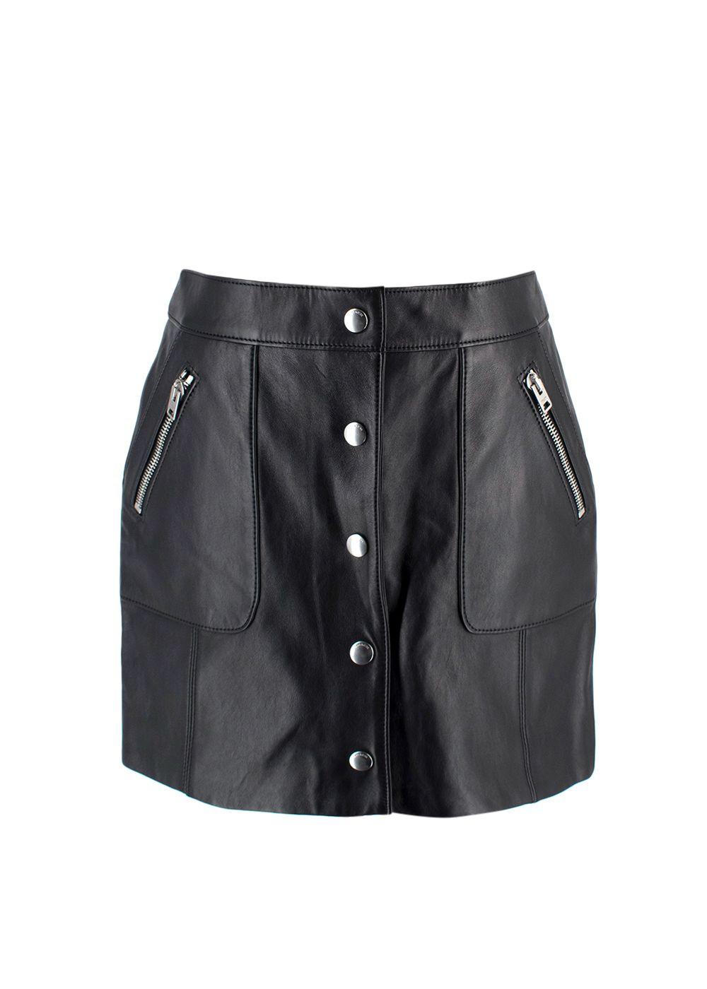 Coach Black Leather Mini Skirt