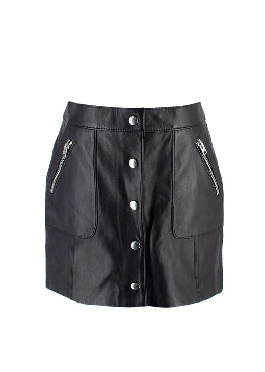 Coach Black Leather Mini Skirt