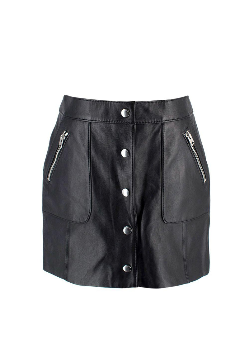 Coach Black Leather Mini Skirt