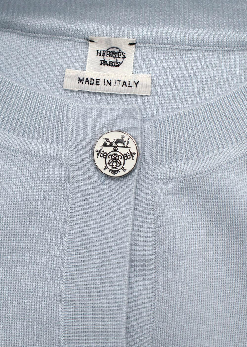 Hermès Pale Blue Silk and Cashmere Blend Knit Sweater