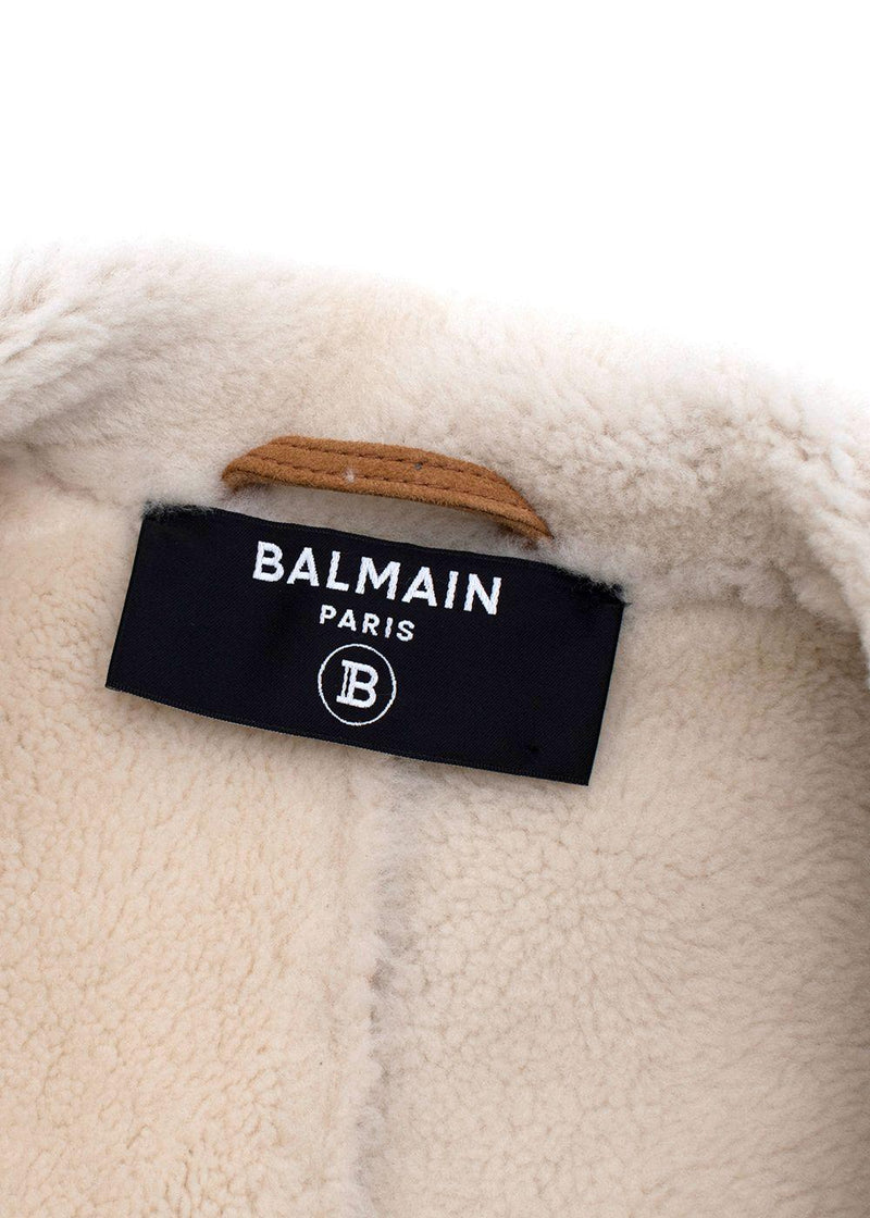 Balmain Oversize Shearling and Suede Coat
