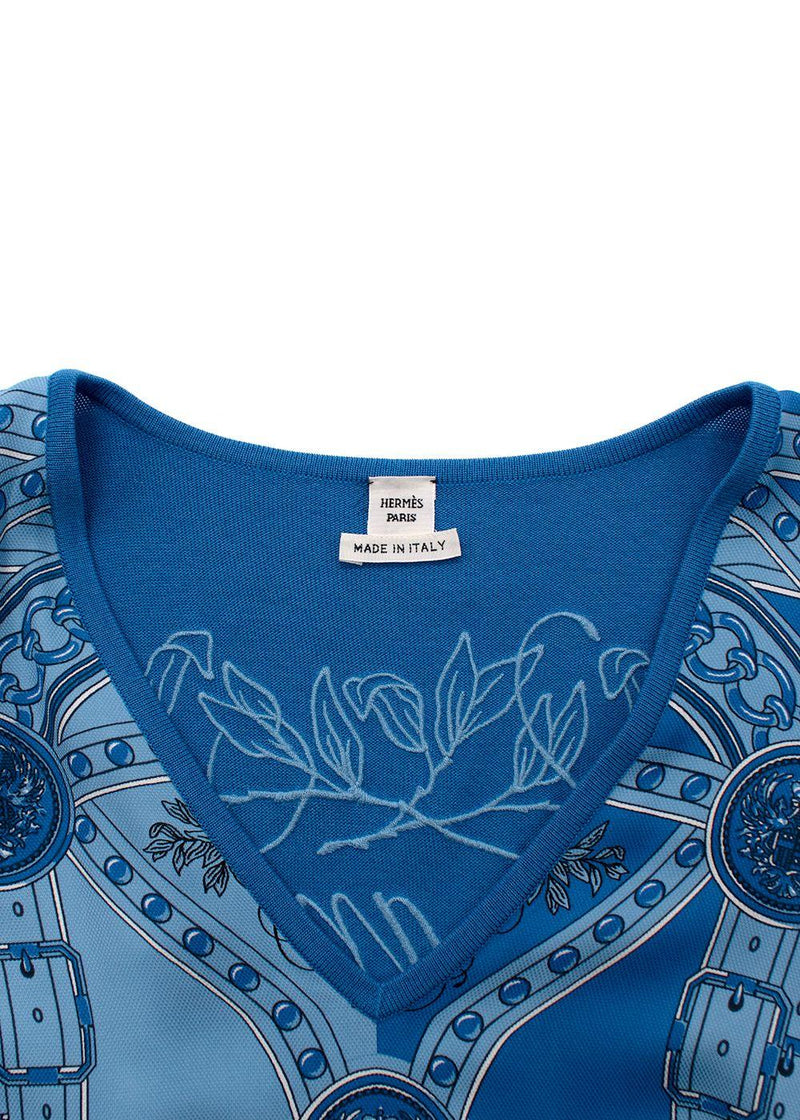 Hermes Royal Blue Slouched Sleeve Woven Dress