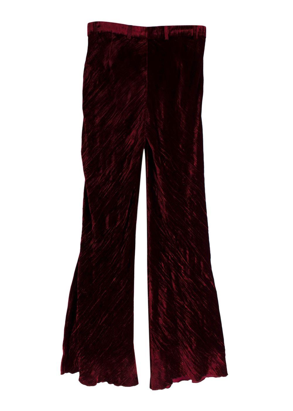 Etro Red Crushed Velvet Trousers