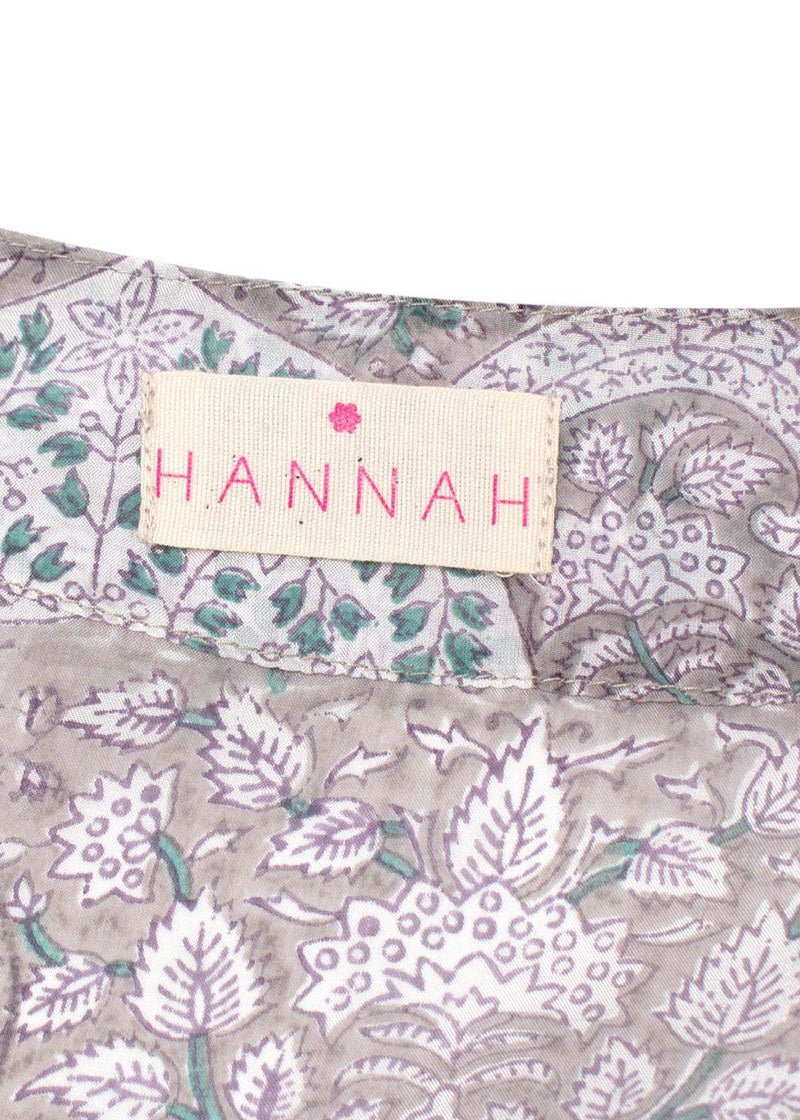 Hannah Grey Floral Belted Silk Dress