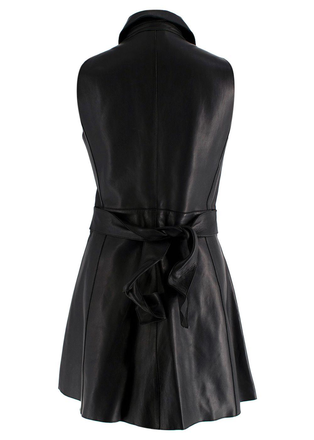 Maje Black Leather Sleeveless Belted Mini Dress