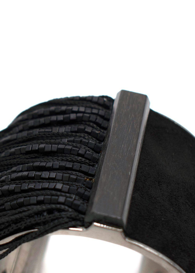 Tom Ford Black Suede Tassel Cuff Bracelet