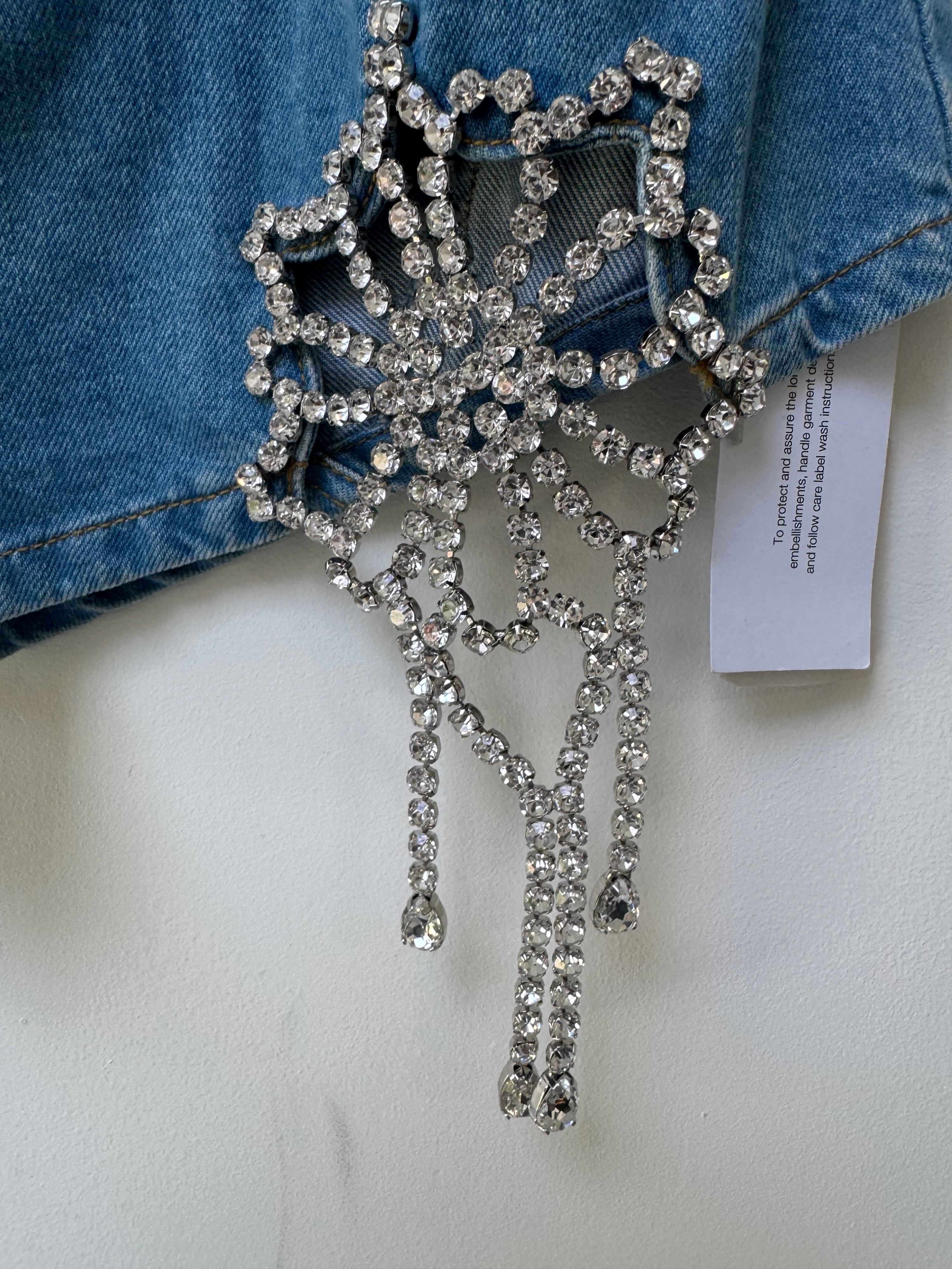 Crystal Embellshed Denim Festival Shorts