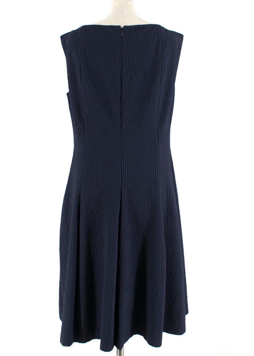 Talbot Runhoff Navy Jacquard Sleeveless A-line dress