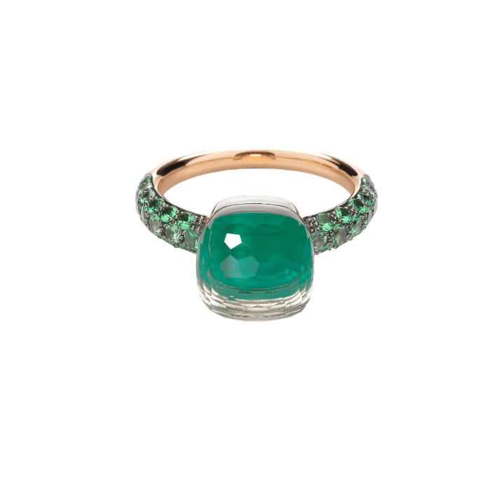 Green Malachite/Rose Gold Nudo Ring