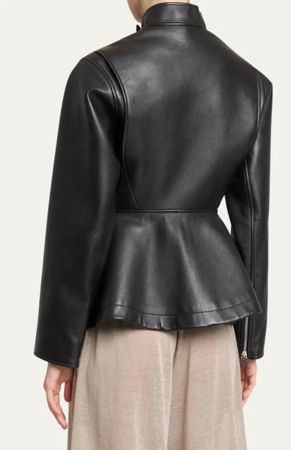 Alaia Black Leather Peplum Jacket