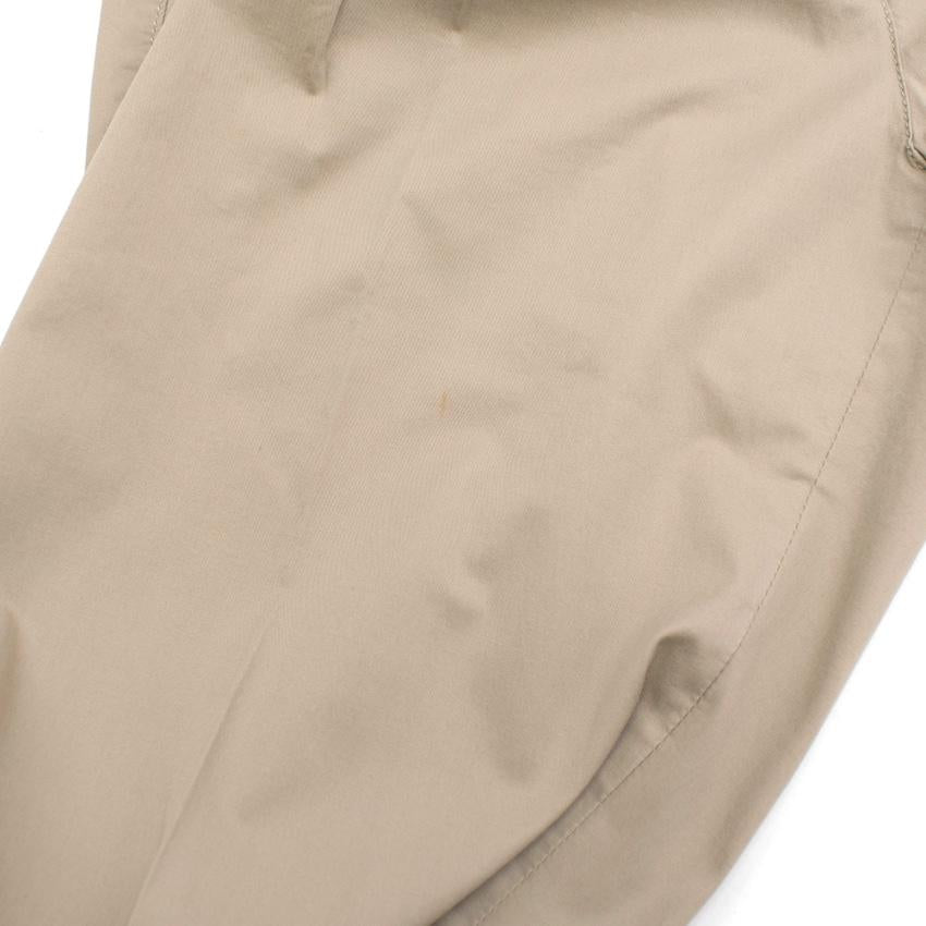 Prada Nude Cotton Straight Leg Trousers