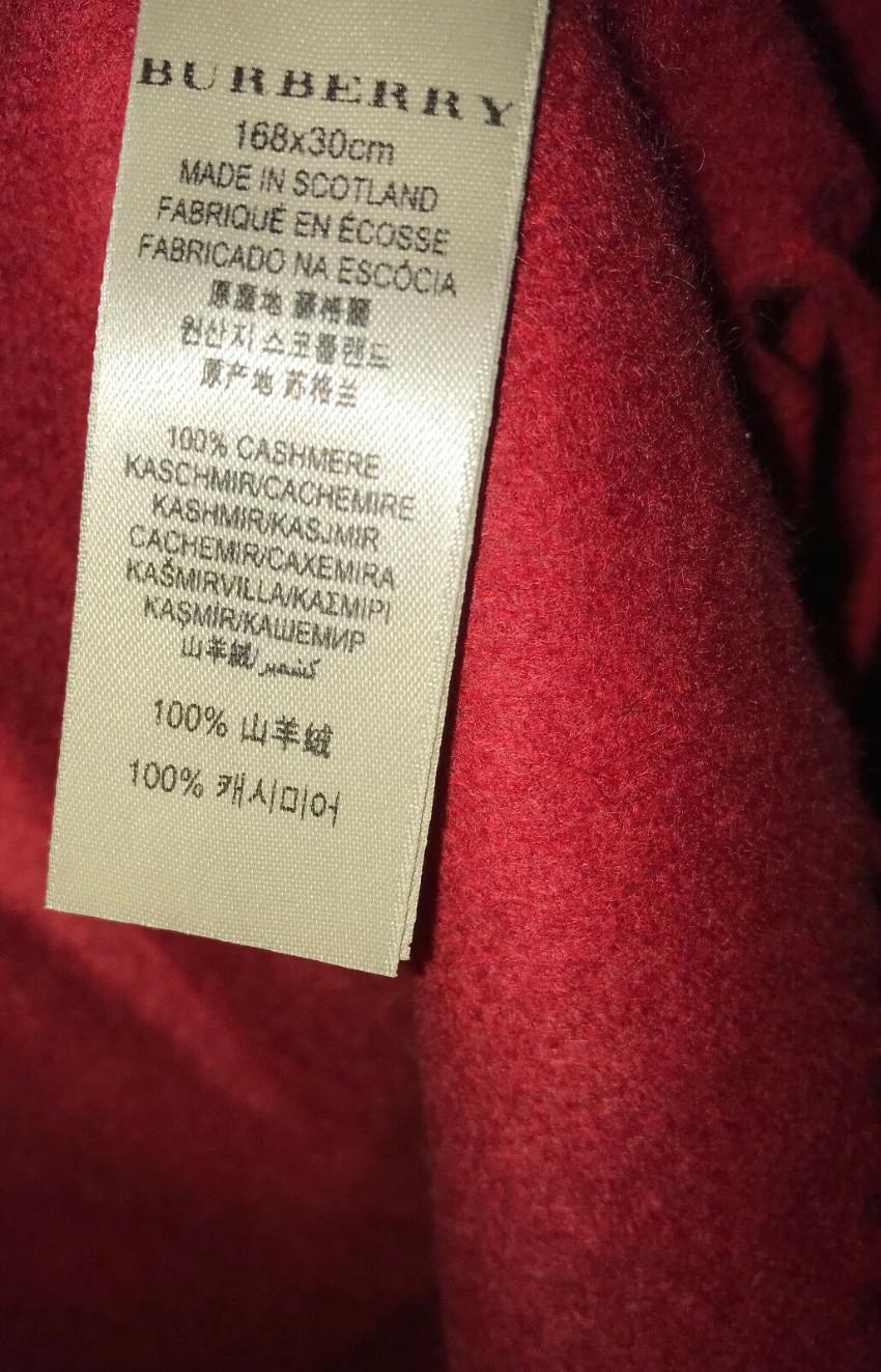 Burberry Red Cashmere Embroidered Scarf