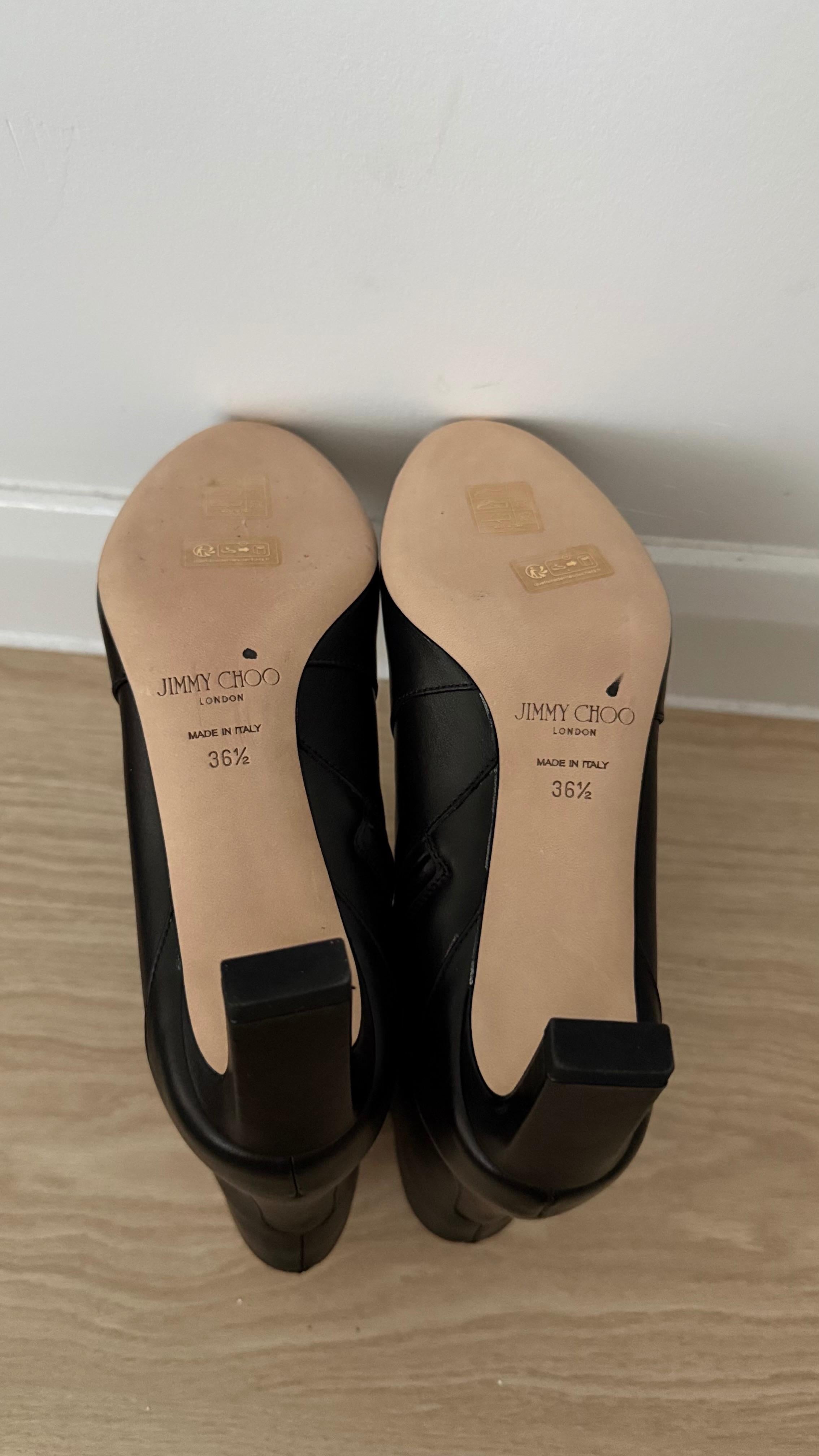 Jimmy Choo Black Leather Minori 65  JC Ankle Boots