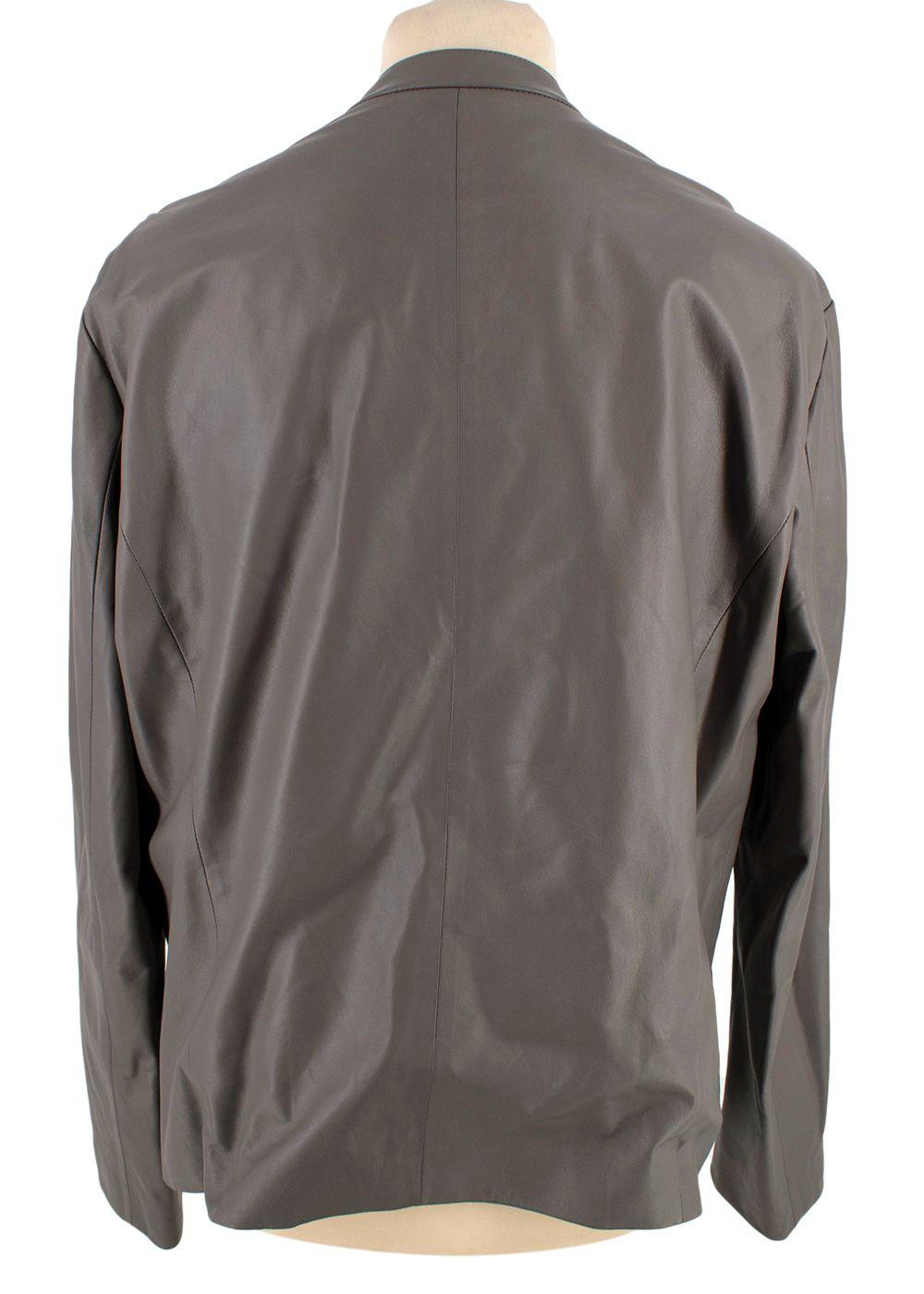 Armani Collezioni Grey Pleated Leather Jacket