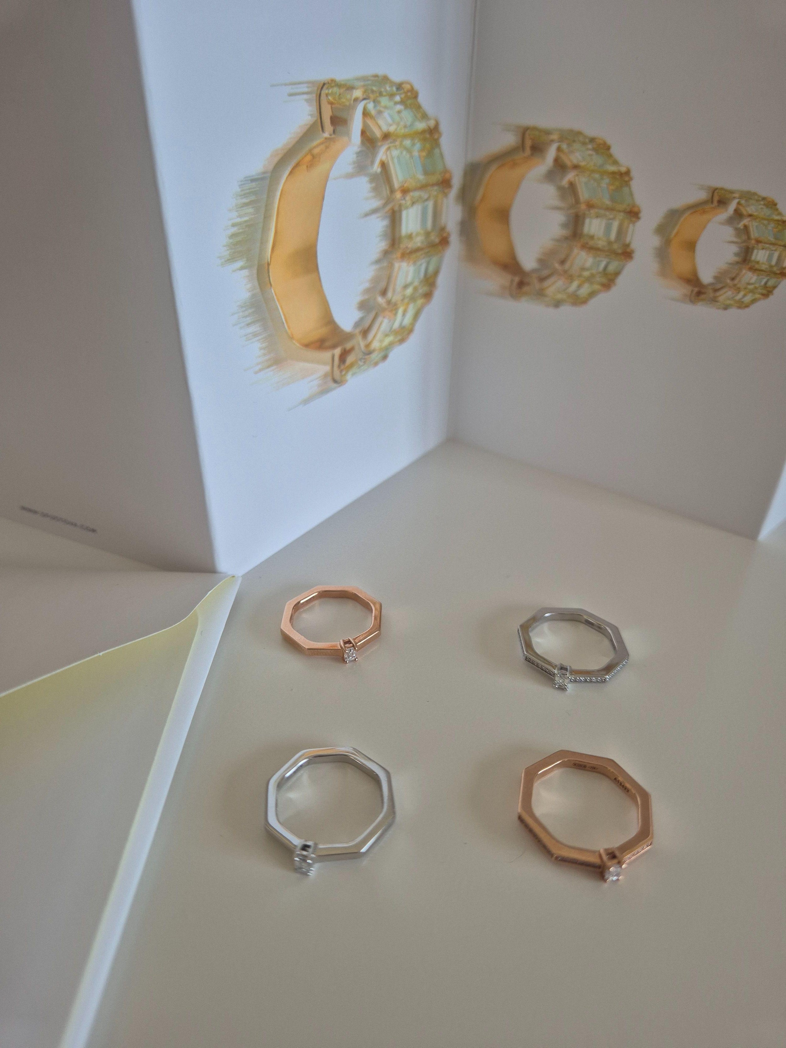 Zuzana Spustova  4 Diamond  Stack Rings US size 4.5
