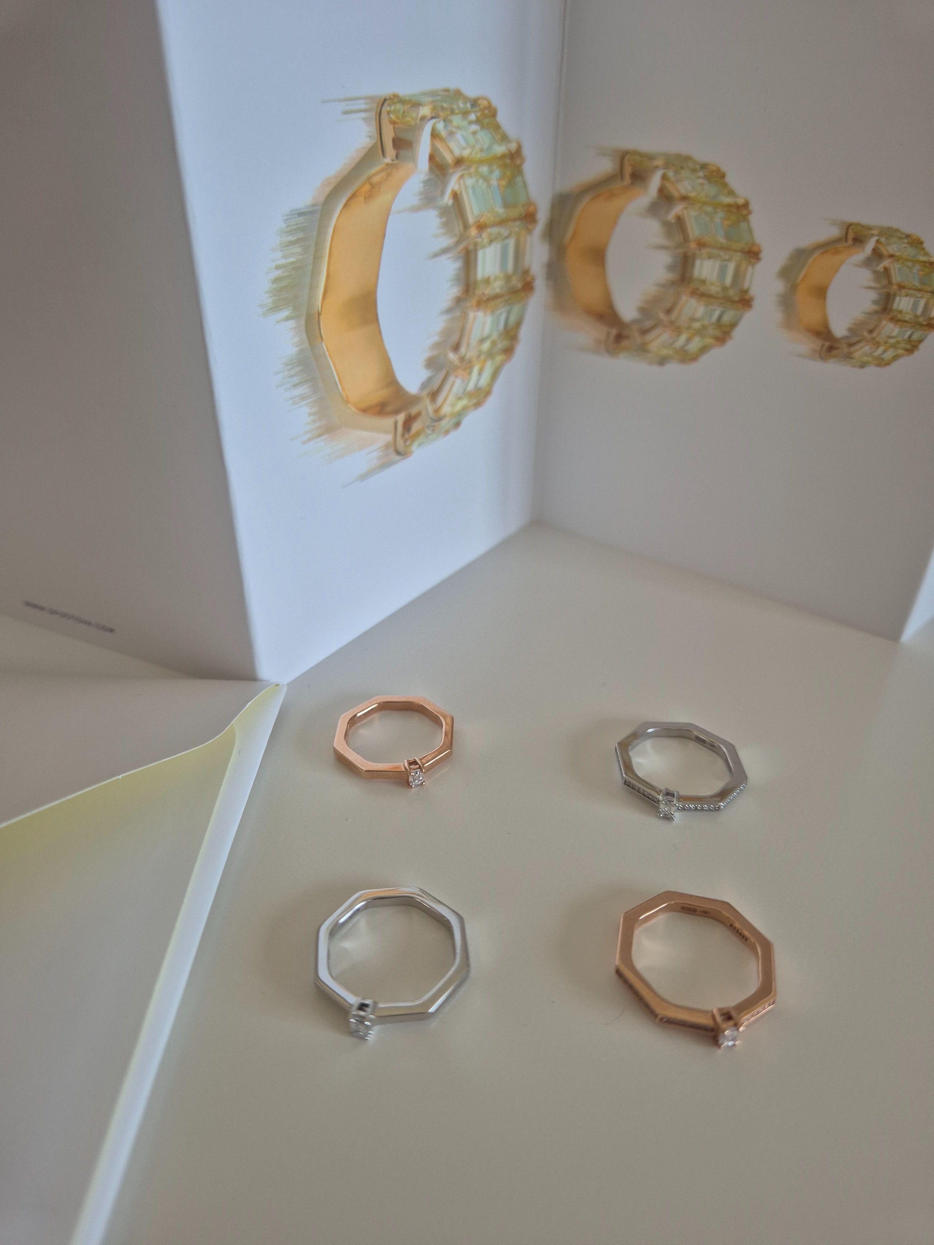 Zuzana Spustova  4 Diamond  Stack Rings US size 4.5