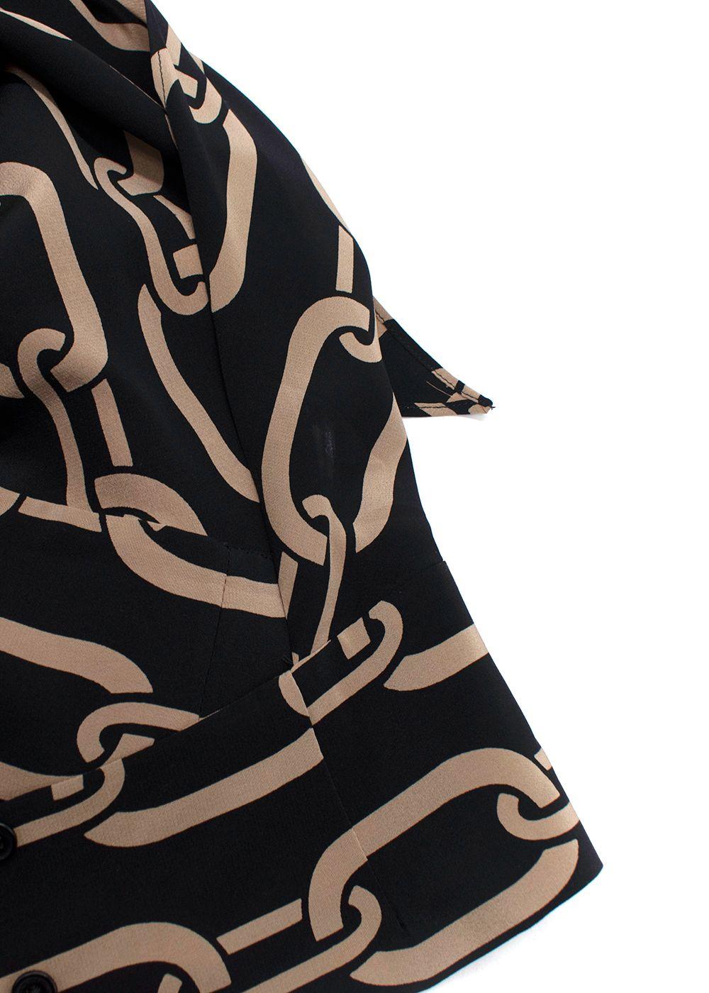 Nili Lotan Black Agathe Chain Print Silk Halterneck Top