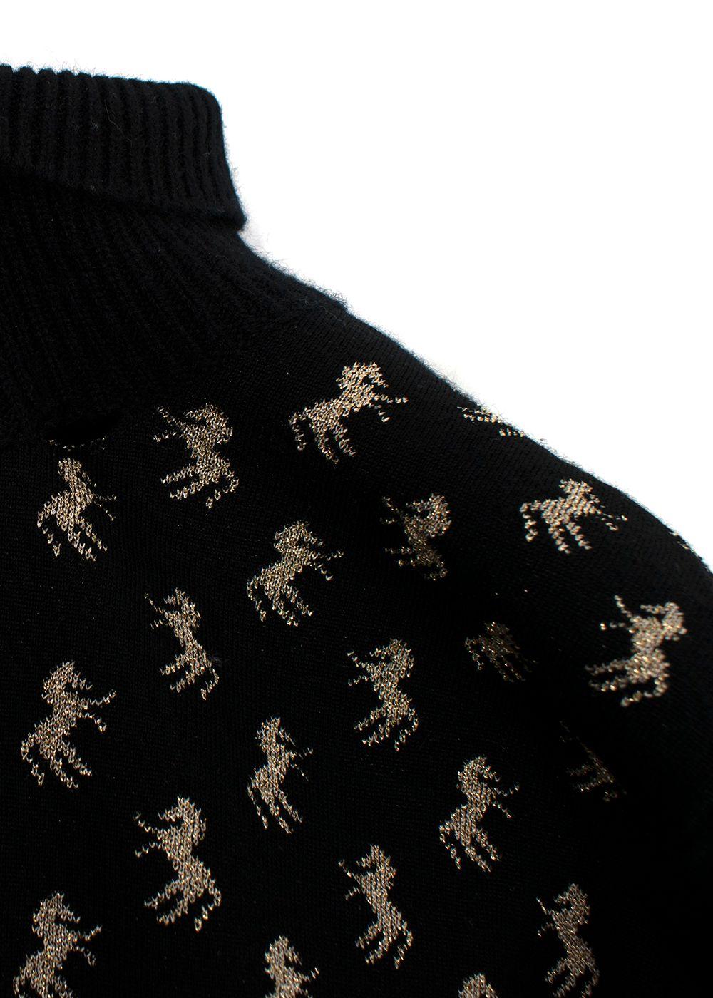 Chloe Black Gold Horse Turtleneck Sweater