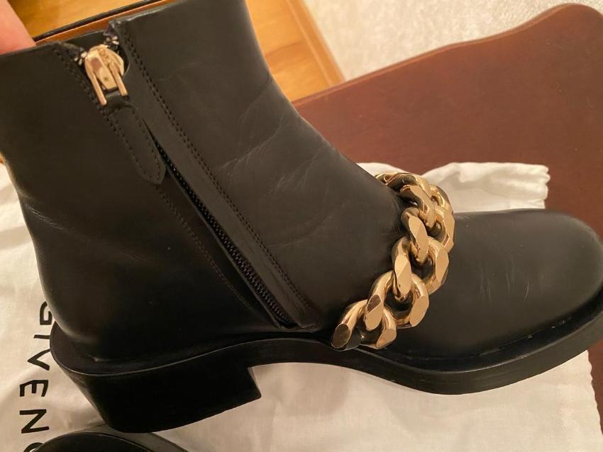 Givenchy Black Leather Chain Draped Boots