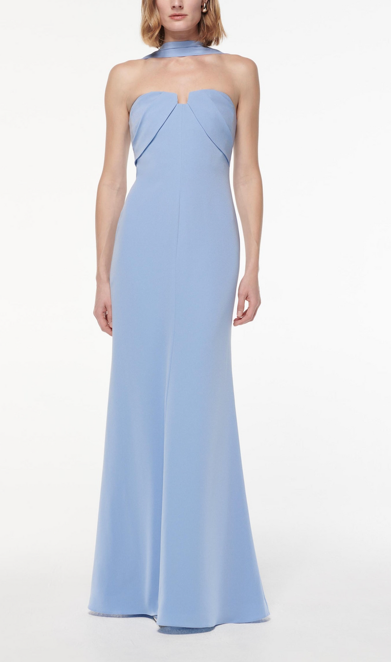 Roland Mouret Sash Satin Crepe Gown