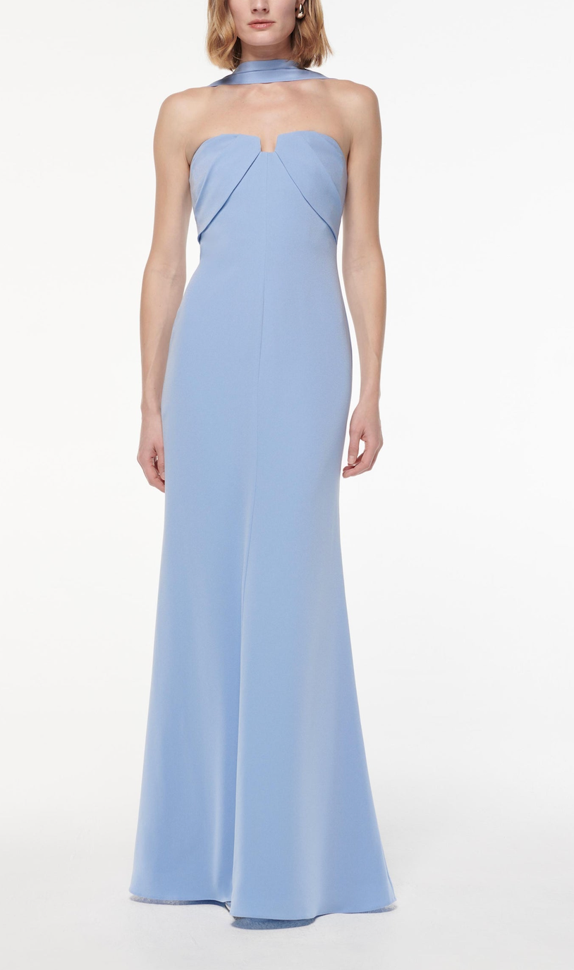 Roland Mouret Sash Satin Crepe Gown