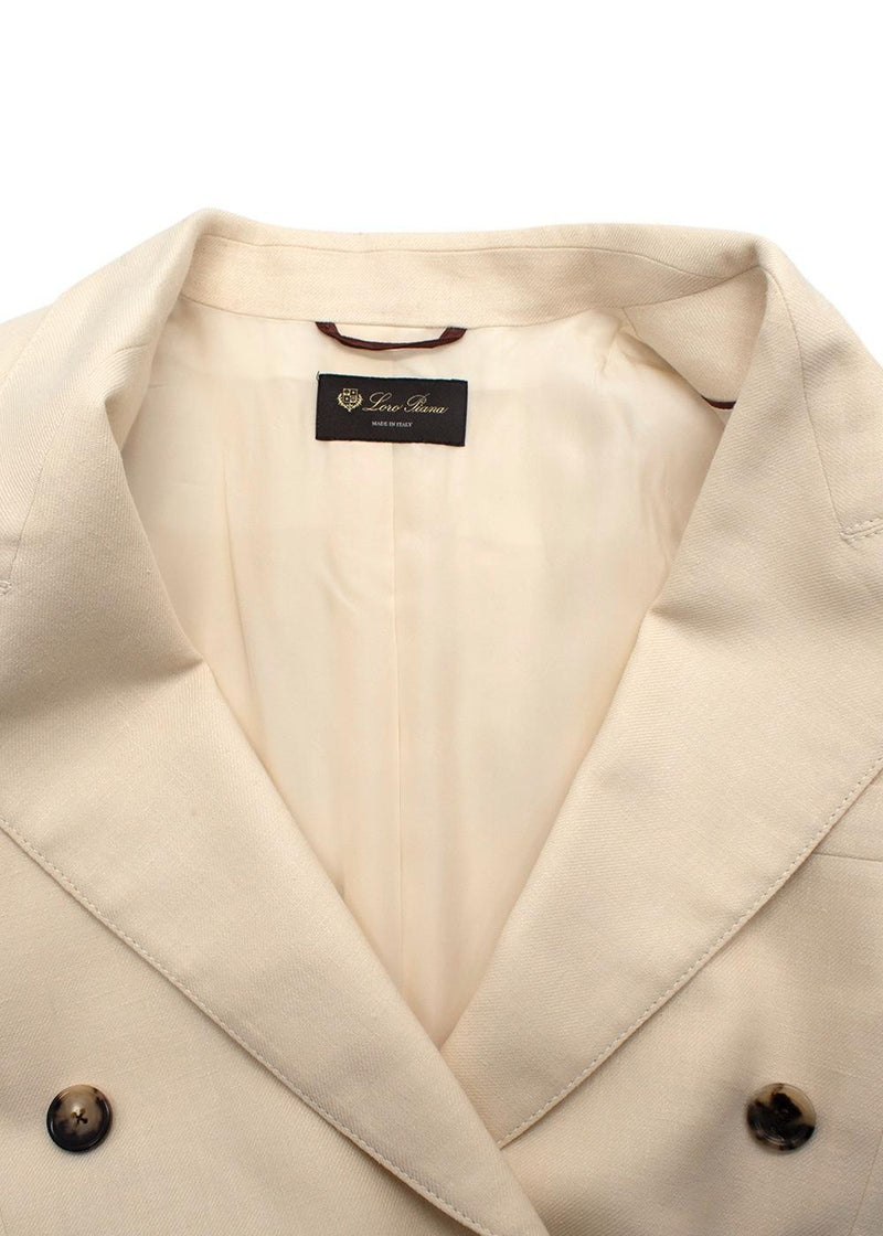 Loro Piana Cream Double Breasted Linen Blazer