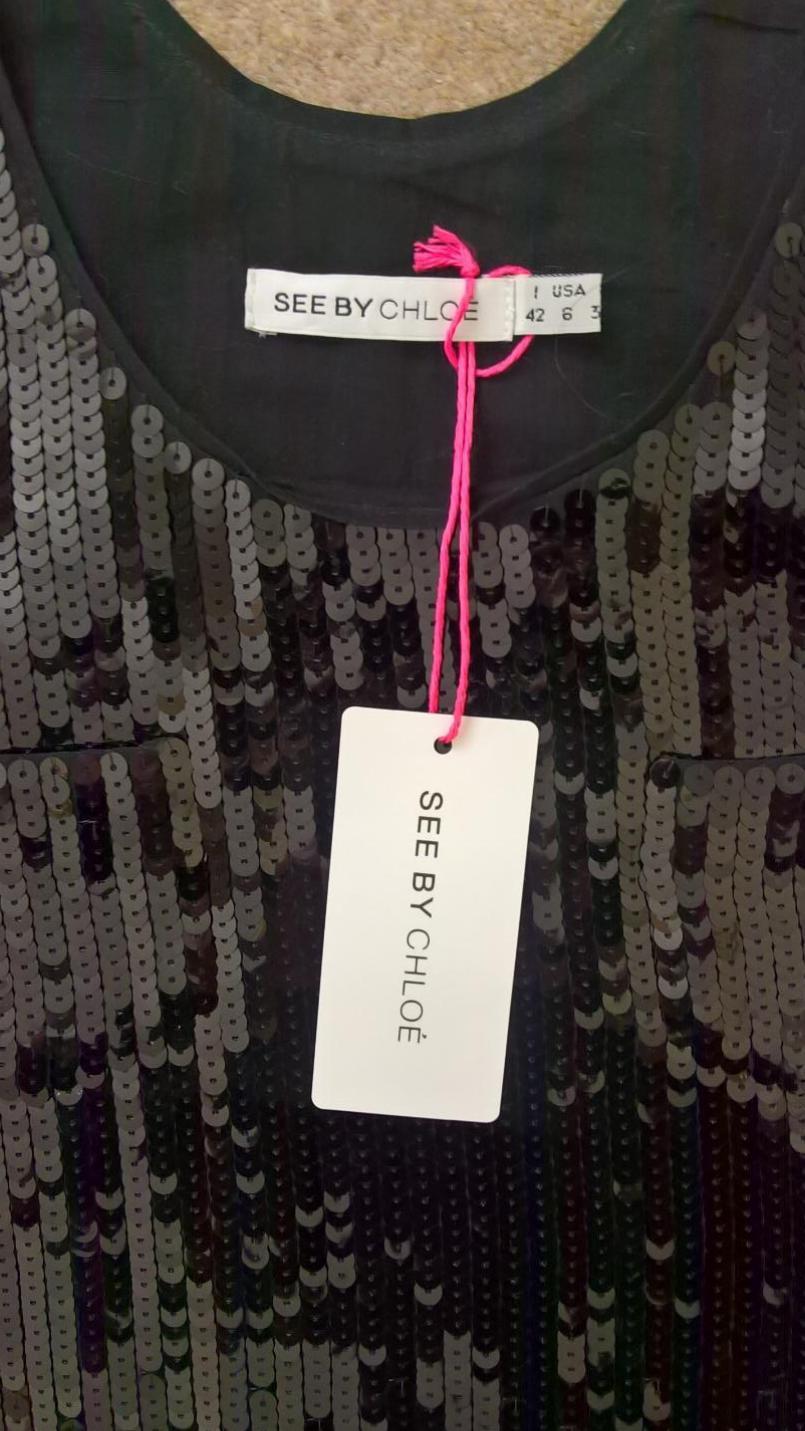 See by Chloe sequinned black party dress