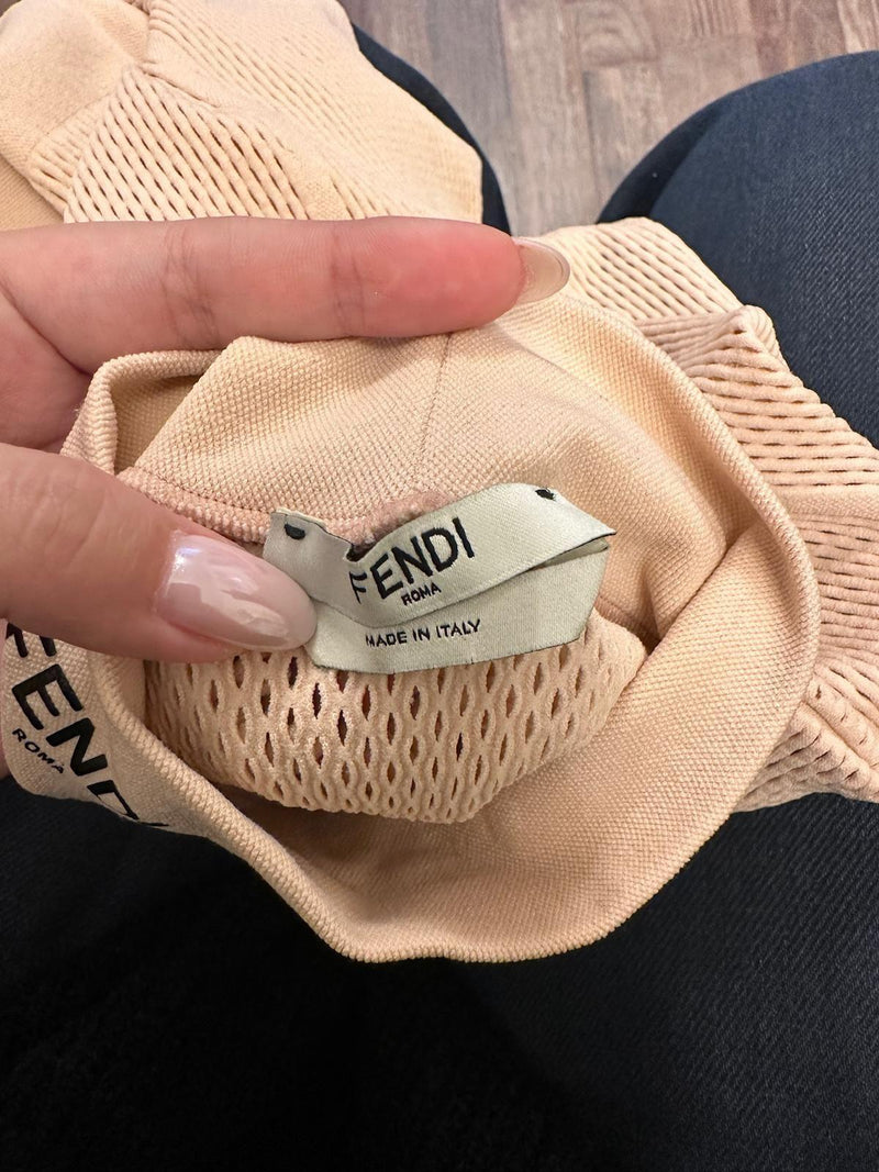 Fendi Long Sleeve Jersey Mesh Bodysuit and Bra Set
