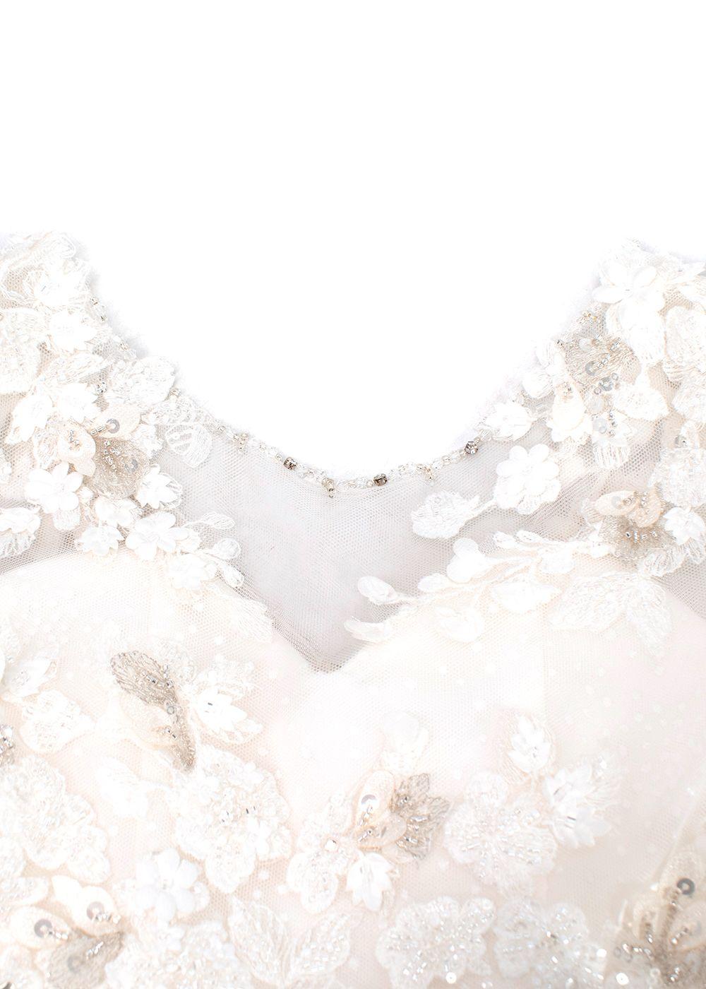 Quinn Harper Kids 10Y White Crystal Embellished Tulle Occasion Dress