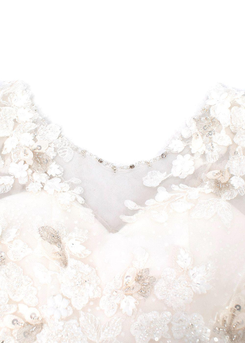 Quinn Harper Kids 10Y White Crystal Embellished Tulle Occasion Dress
