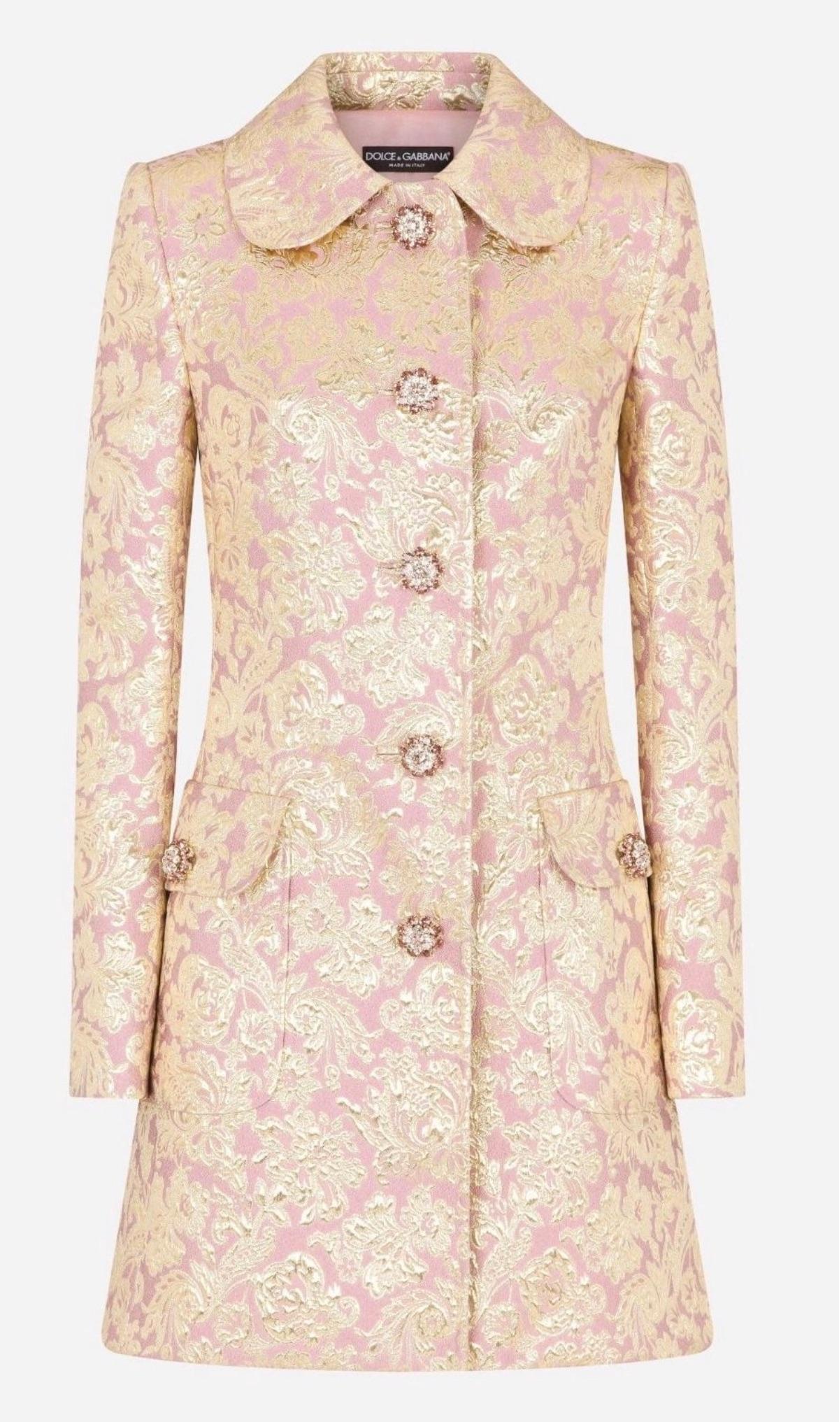Dolce & Gabbana JGold Rose acquard Crystal Button Coat
