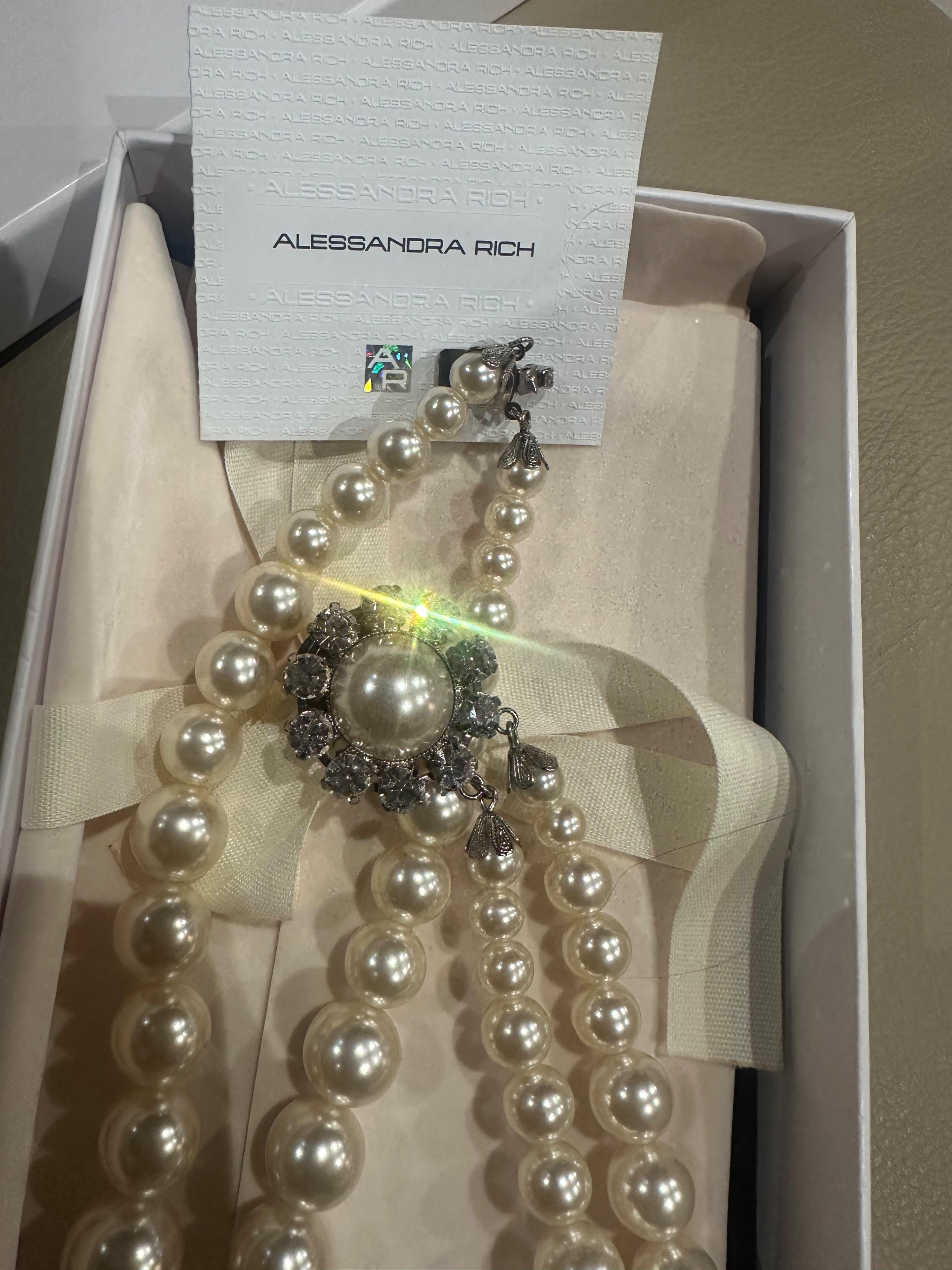 Alessandra Rich Double String Faux Pearl Necklace