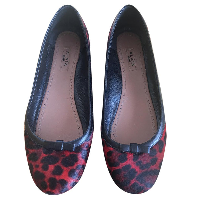 Alaia calf hair ballerina flats