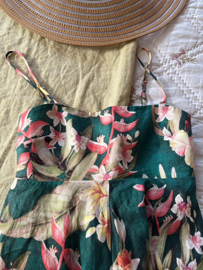Floral Linen Midi Dress