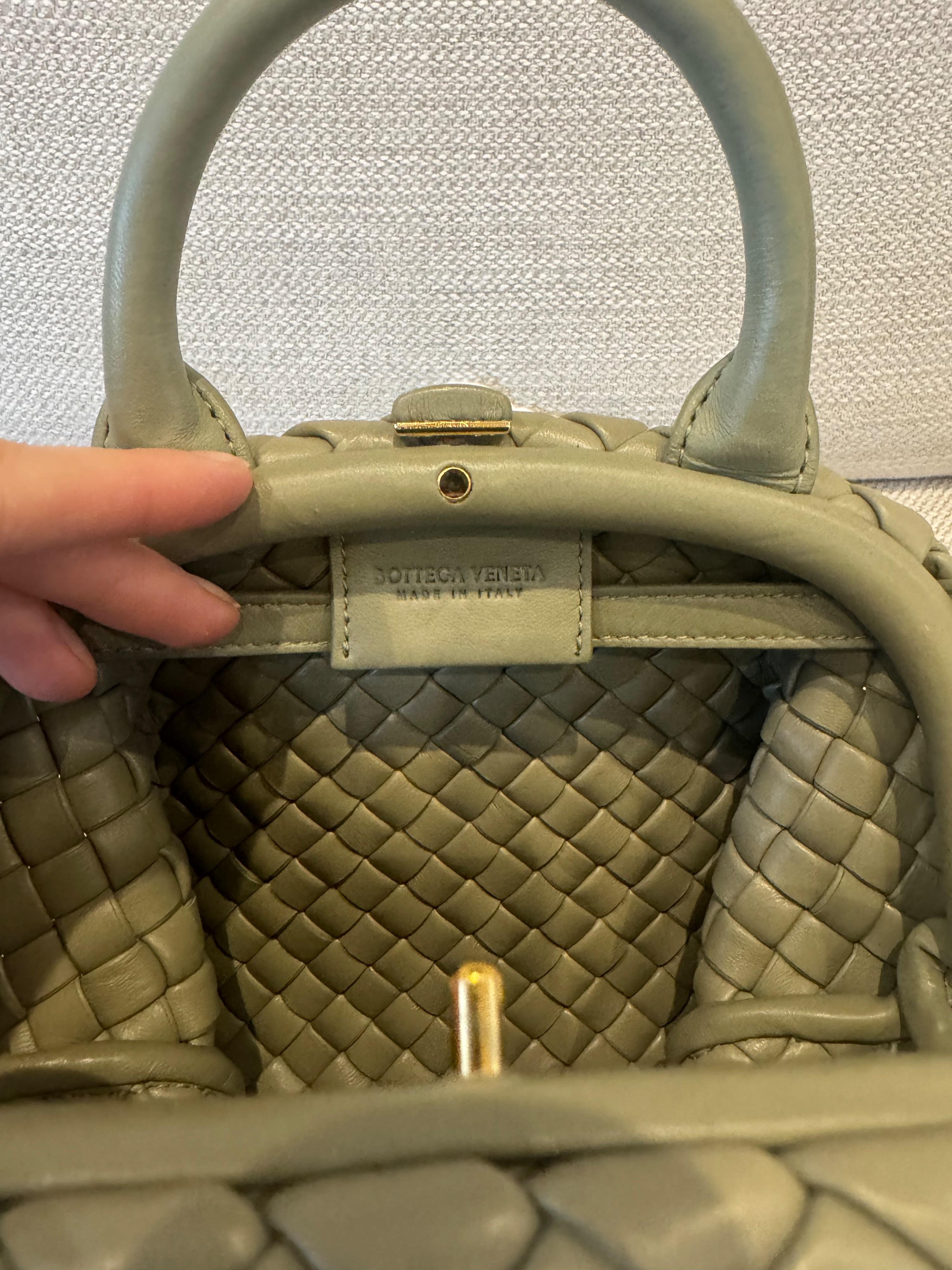 Bottega Veneta Mini Khaki Lambskin Satchel