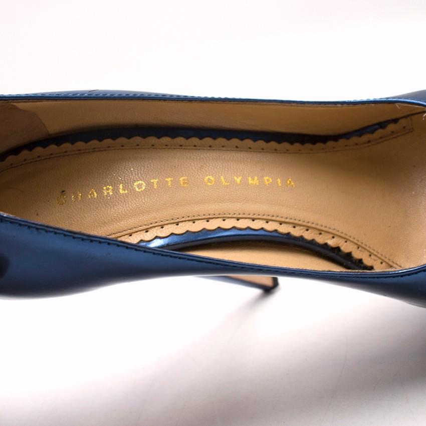 Charlotte Olympia Blue Patent Leather Dolores Pumps