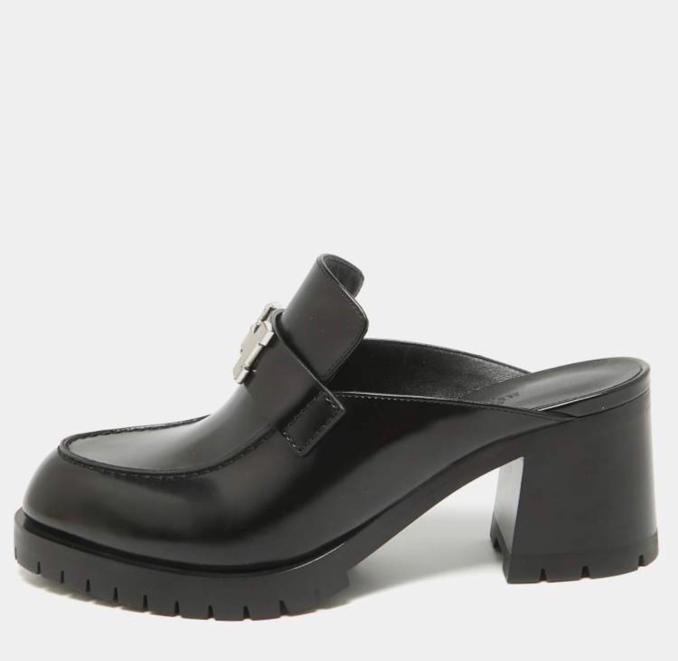 Hermes Black Constance Mules