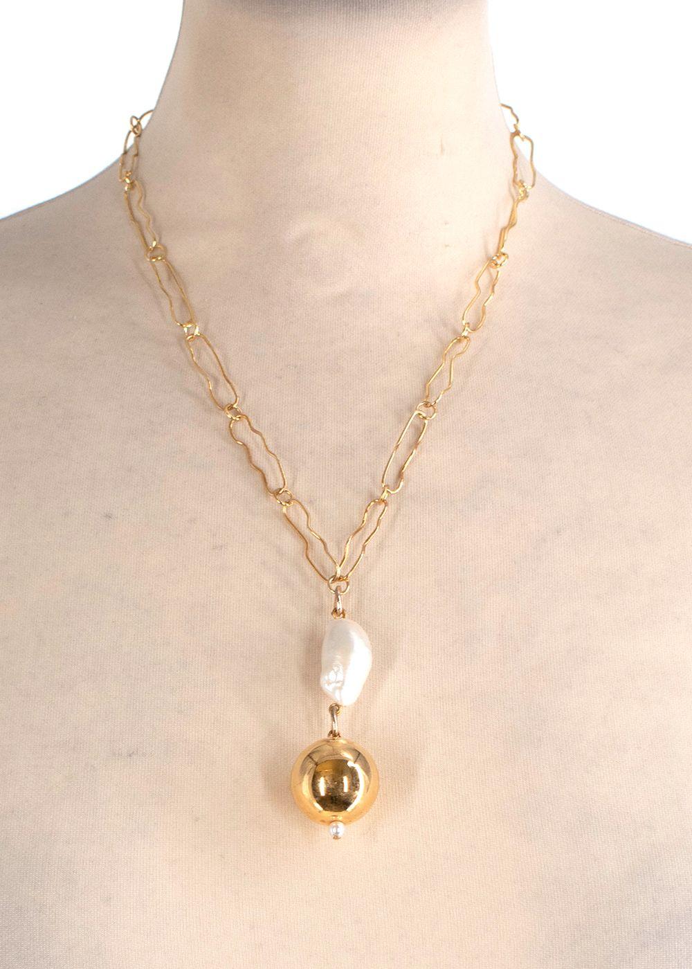 Mounser Pagoda Gold-plated Pearl Necklace