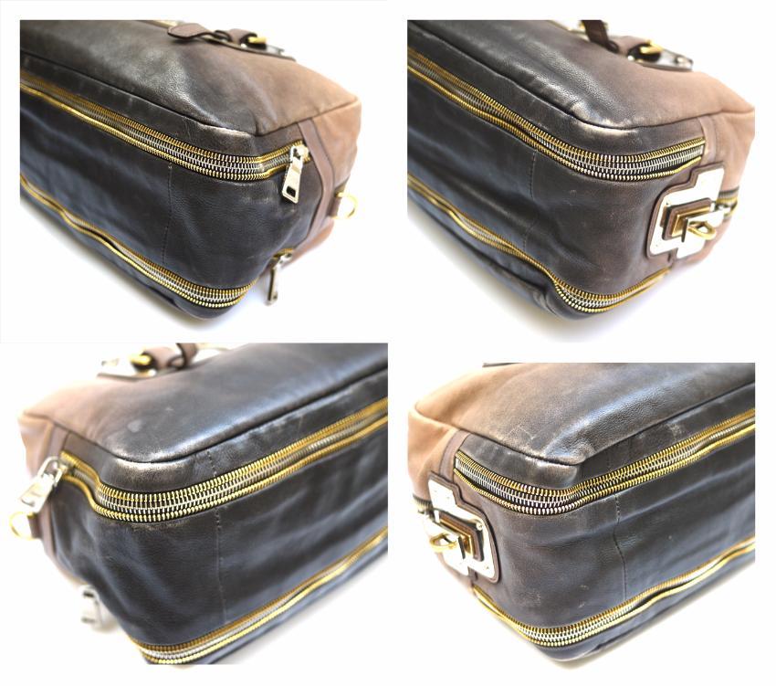 Prada Smoke Ombre Glace Zip Leather Bowler Handbag
