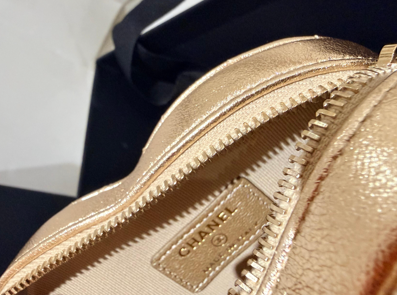 Chanel Gold Quilted Heart Bag