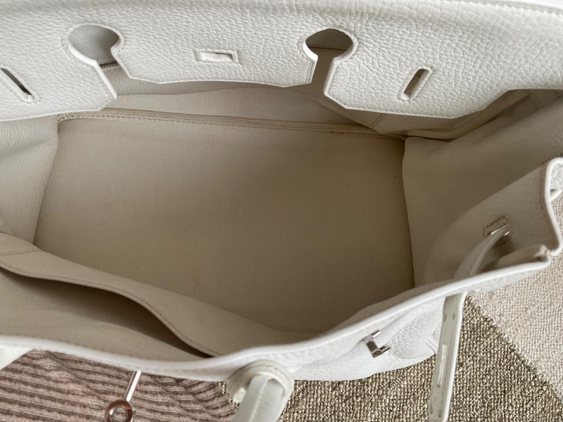 Hermes Birkin 35 Retourne in White Togo Leather with Palladium Hardware