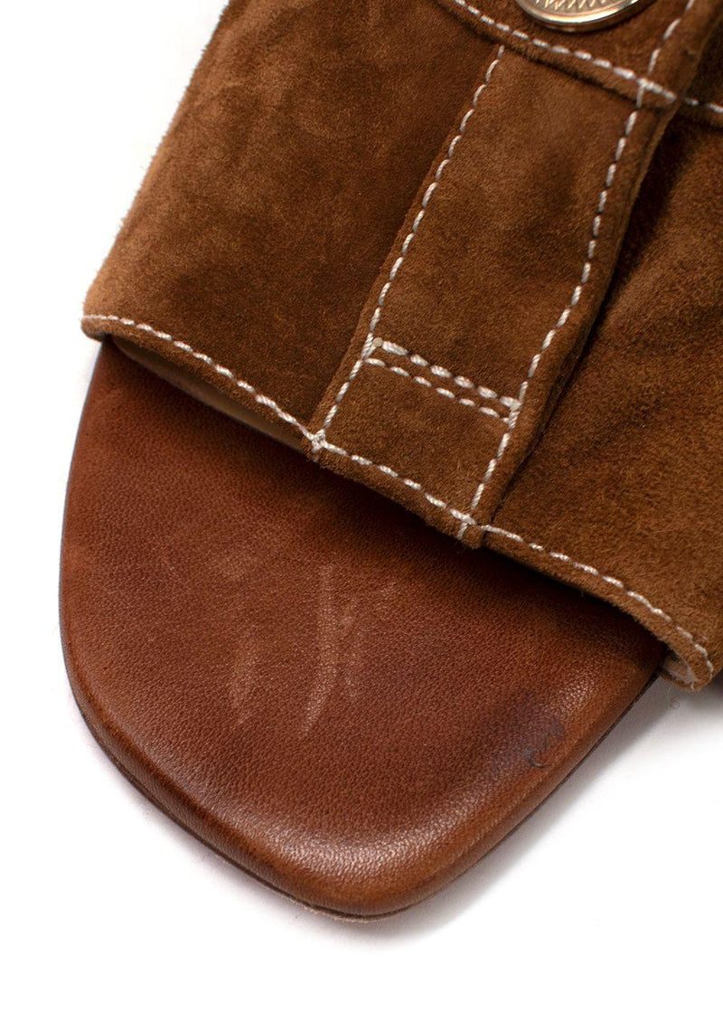 Christian Louboutin Brown Dechirago 55 Safari Suede Mules