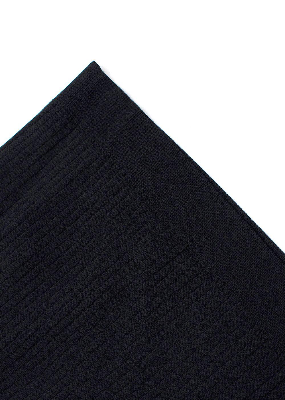 Valentino Black Silk Georgette-Trimmed Ribbed Stretch-Knit Sweater
