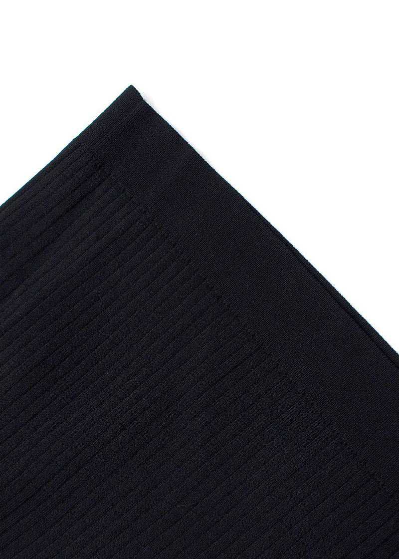 Valentino Black Silk Georgette-Trimmed Ribbed Stretch-Knit Sweater