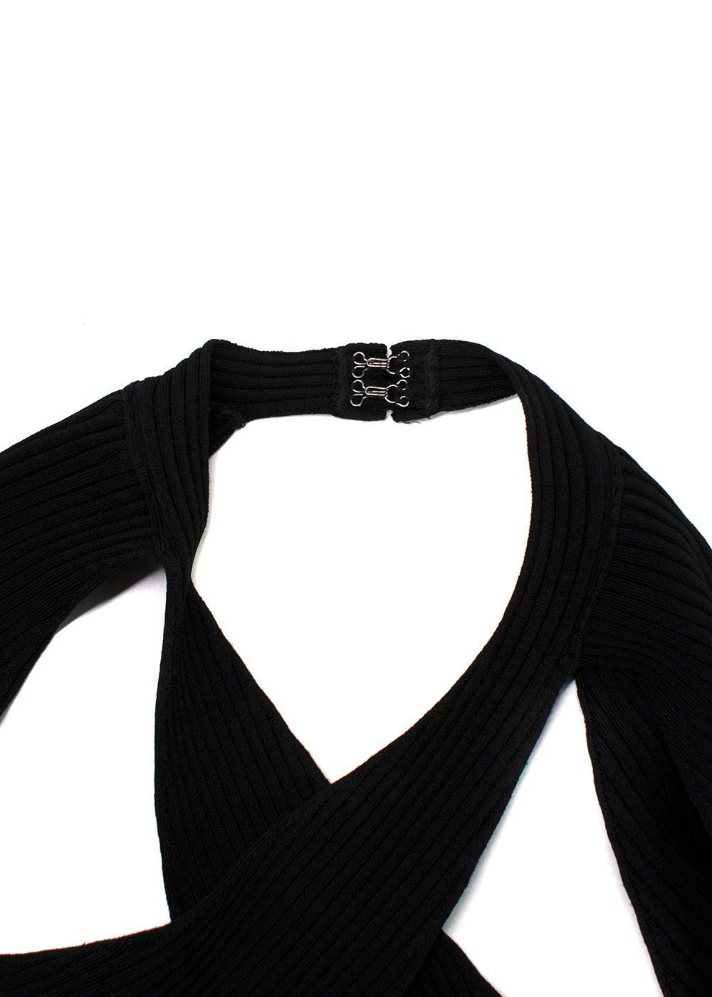 David Koma Black Ribbed Cut Out Mini Dress