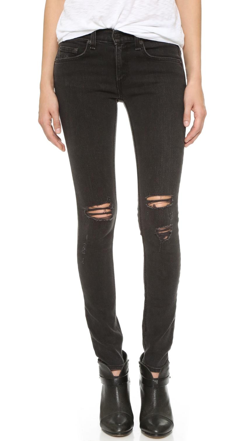 Rag and Bone Skinny Jeans in black with holes