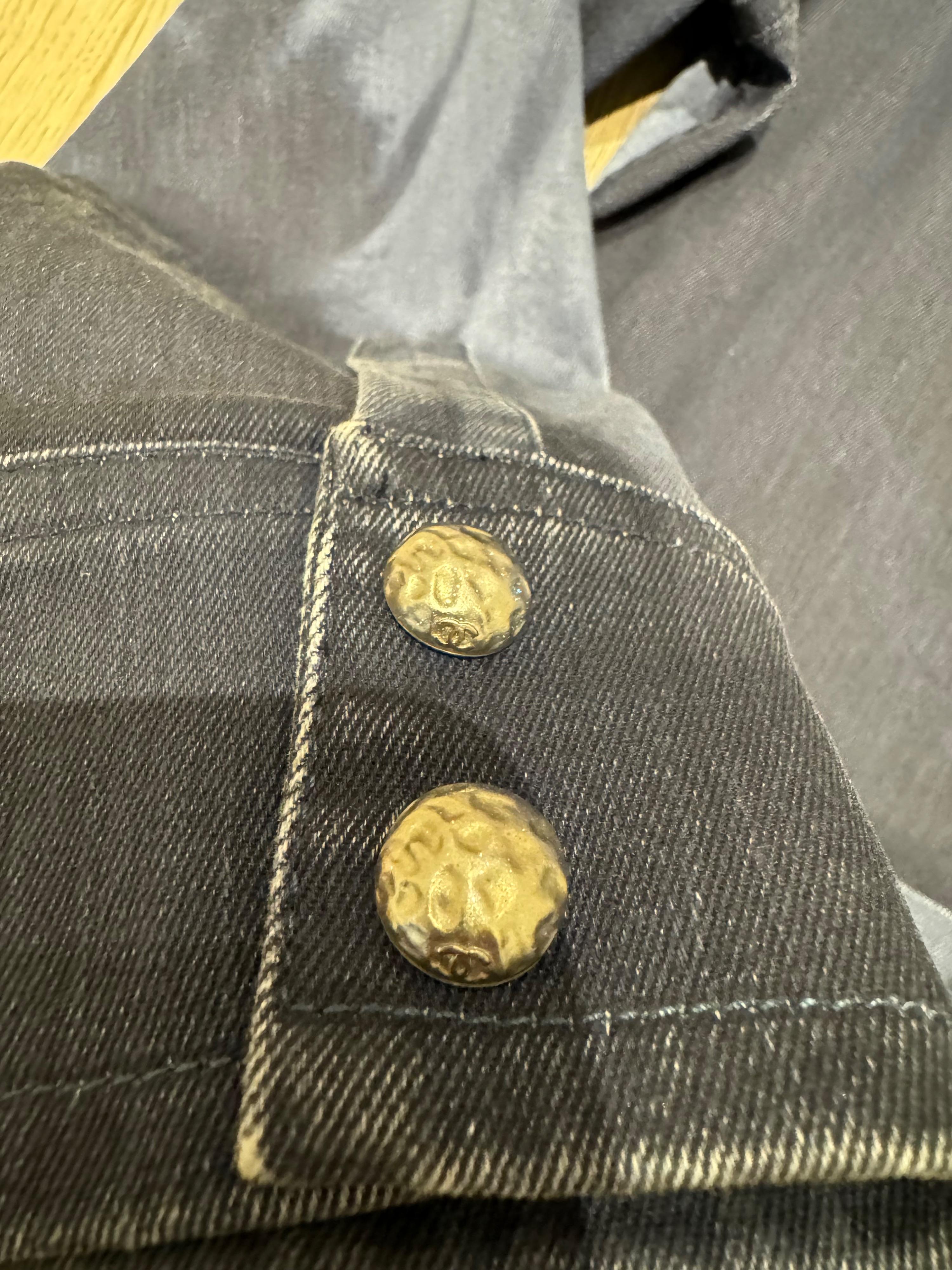 Chanel Blue Denim Shirt with CC Embossed Buttons