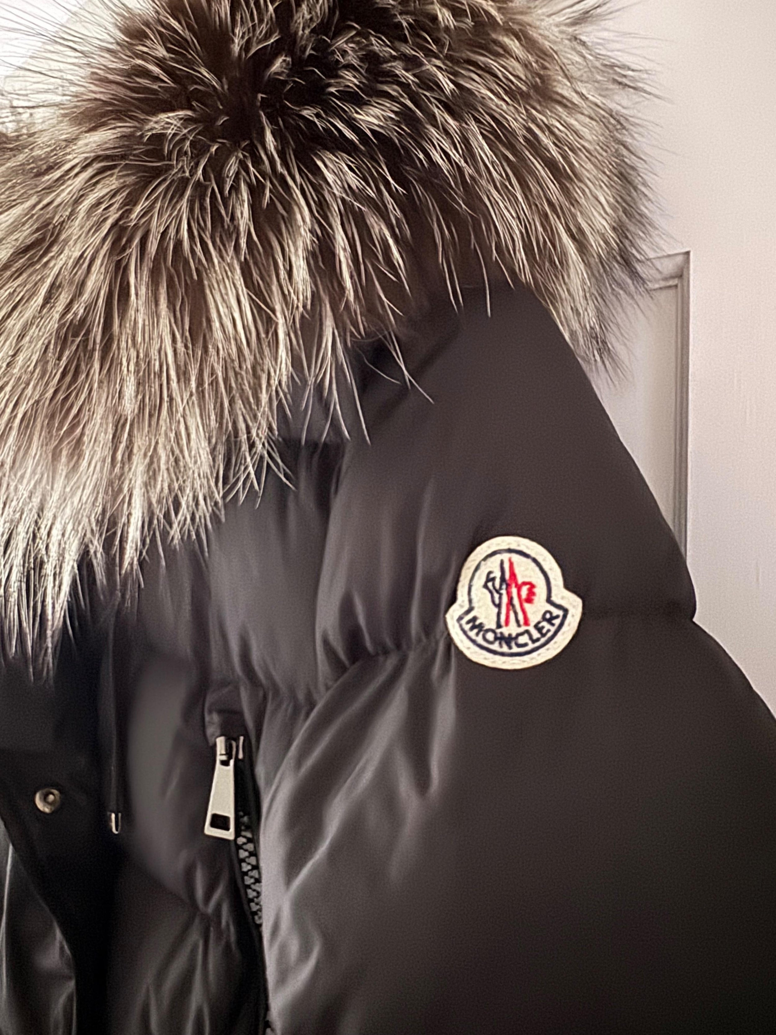 Moncler Black Fur Hooded Coat