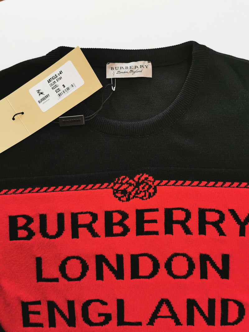 Burberry Black and Red Fine Knit Jumper